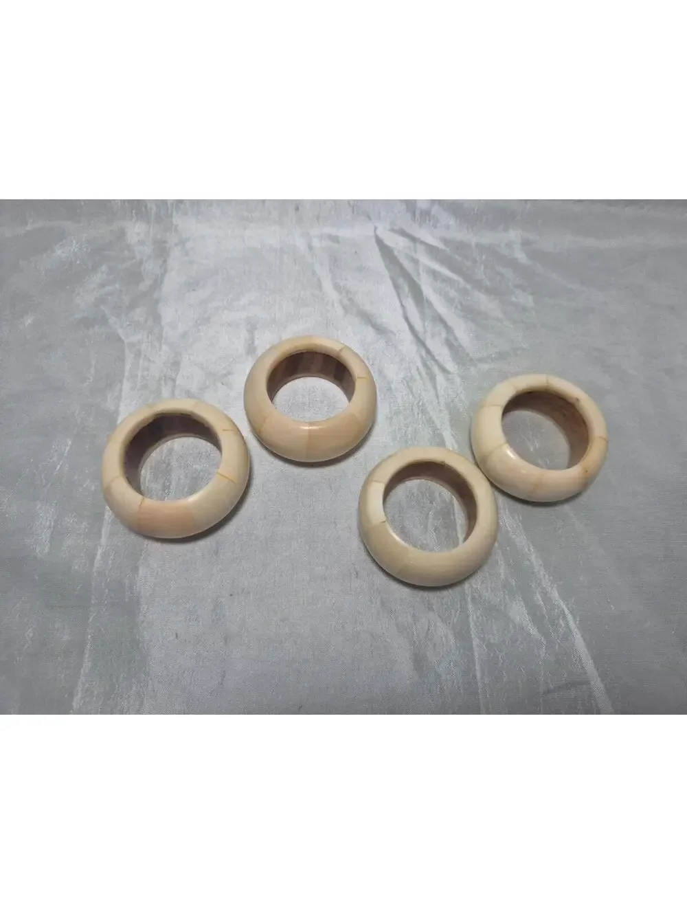 Vintage Aukey Napkin Rings Set of 4 Round Carved Soapstone 1 3/8